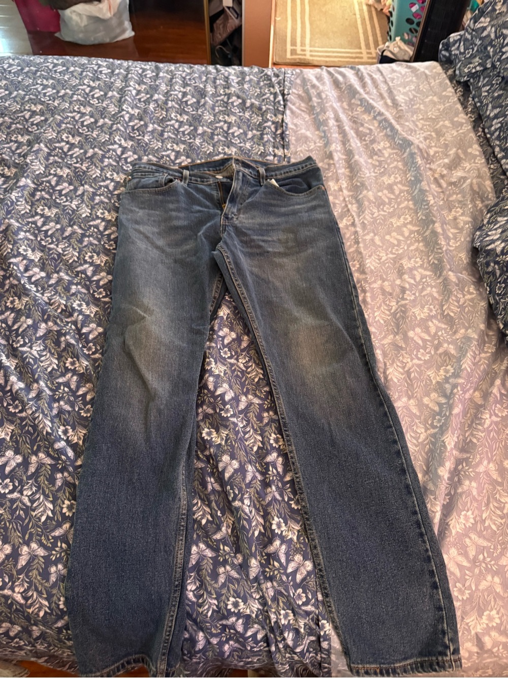 Levi's Blue Denim Jeans with Tan Leather Patch